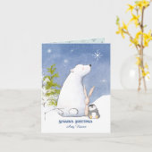 サンタの友達クリスマス カード (黄色い花)