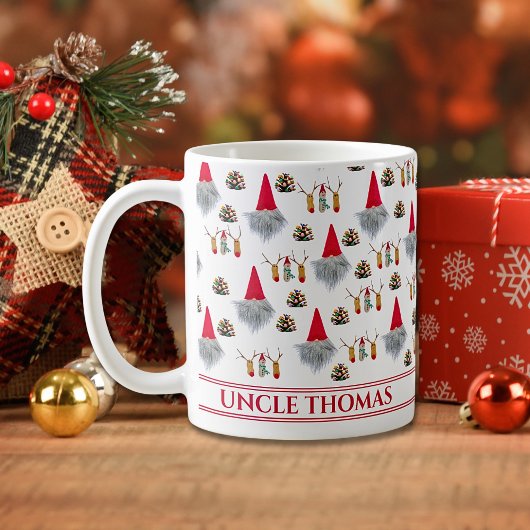 サンタの叔父さんへのクリスマスギフト ノームとトナカイのデザイン コーヒーマグカップ