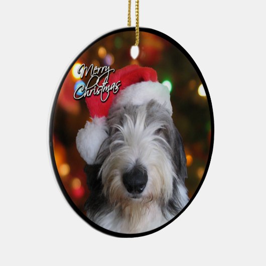 サンタの古い英国の牧羊犬のクリスマスのオーナメント セラミックオーナメント (右)