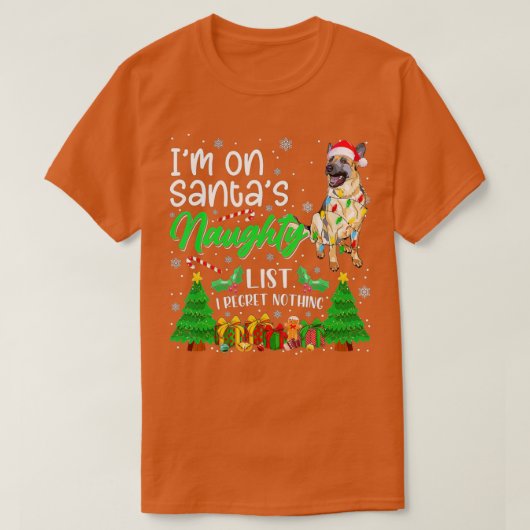 サンタの可愛いドイツいけなの羊飼い犬ロー Tシャツ (デザイン正面)