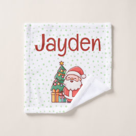 サンタの名入れ子供用クリスマス ウォッシュタオル
