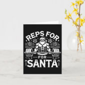 サンタの営業担当 – おもしろい Christmasフィットネスボディビルド カード (黄色い花)