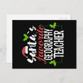 サンタの地理先生お気に入りののおもしろいクリスマスギフト シーズンポストカード (正面/裏面)