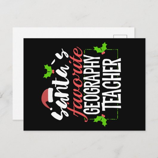 サンタの地理先生お気に入りののおもしろいクリスマスギフト シーズンポストカード (正面/裏面)