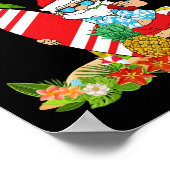 サンタの夏のサーフィンクリスマス イン ジュライ ビーチバケーション ポスター (角)