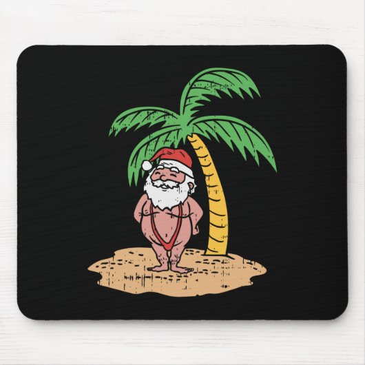 サンタの夏の水着 7月のクリスマス ビーチ マウスパッド (正面)