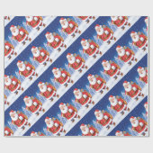 サンタの多くはクリスマスの包装紙を曲げました ラッピングペーパー (フラット)