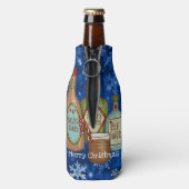 サンタの夜のパーソナライズネームクリスマスおもしろい ボトルクーラー (ボトル裏面)