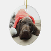 サンタの夢 – ドイツのショートヘアの子犬 セラミックオーナメント (右)