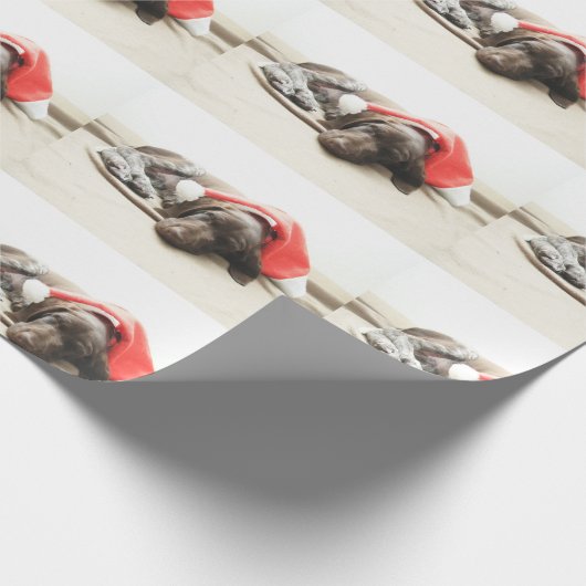 サンタの夢 – ドイツのショートヘアの子犬 ラッピングペーパー (角)