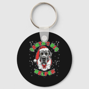 サンタの大きなヘルパー偉大なダン犬の恋人のクリスマス キーホルダー