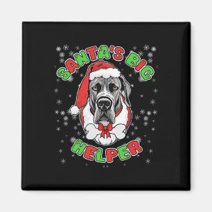 サンタの大きなヘルパー偉大なダン犬の恋人のクリスマス マグネット