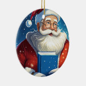 サンタの大きな本のクリスマス セラミックオーナメント (右)
