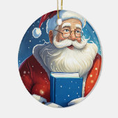 サンタの大きな本のクリスマス セラミックオーナメント (左)