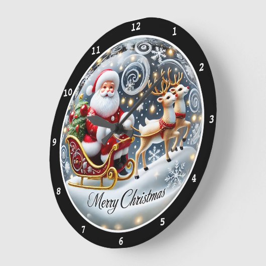 サンタの大そり乗り» – クリスマスクラシックのクリスマス ラージ壁時計 (傾斜)