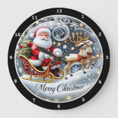 サンタの大そり乗り» – クリスマスクラシックのクリスマス ラージ壁時計 (正面)