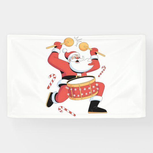 サンタの太鼓笑えるクリスマス 横断幕 (横)