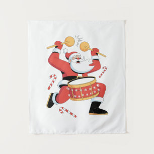 サンタの太鼓 Funny Ugly Christmas Xmas クリスマスのドラミング タペストリー