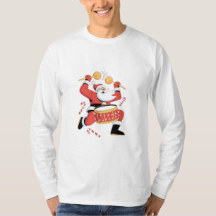 サンタの太鼓 Funny Ugly Christmas Xmas クリスマスのドラミング Tシャツ