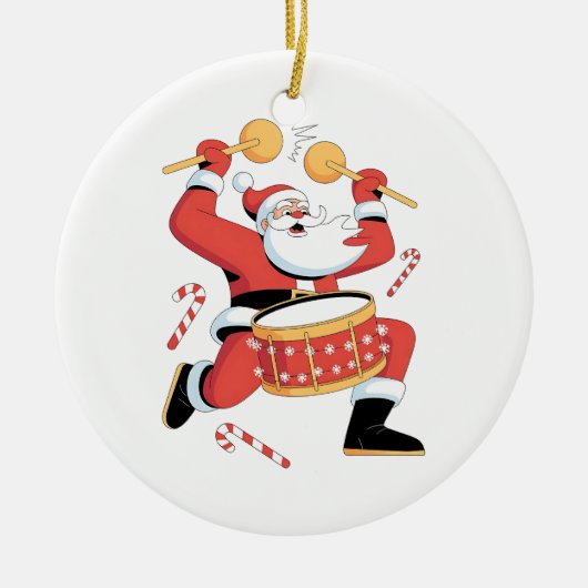 サンタの太鼓 Funny Ugly Christmas Xmas セラミックオーナメント (正面)
