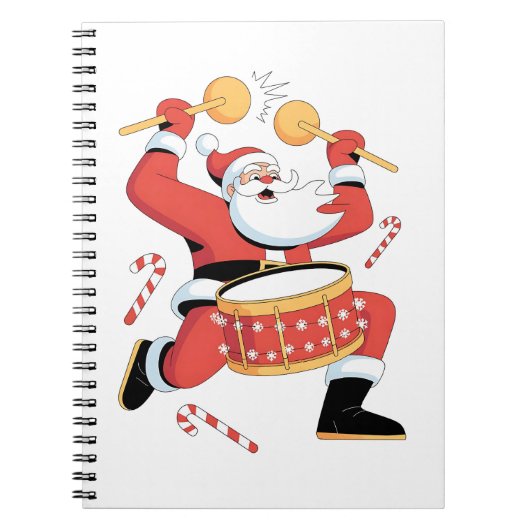 サンタの太鼓 Funny Ugly Christmas Xmas ノートブック (正面)