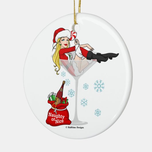サンタの女の子のマルティーニのオーナメント セラミックオーナメント (左)