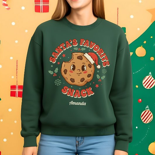サンタの好きなおやつ面白いクッキー クリスマス スウェットシャツ