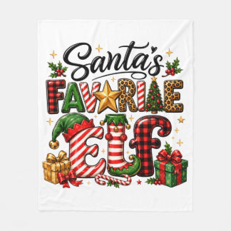 サンタの好きなエルフ クリスマス フリースブランケット