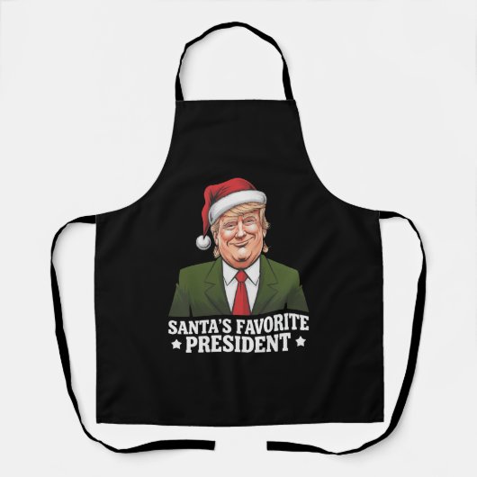 サンタの好きな大統領 楽しいトランプのクリスマス エプロン (正面)