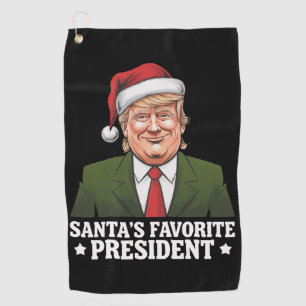 サンタの好きな大統領 楽しいトランプのクリスマス ゴルフタオル