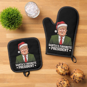 サンタの好きな大統領 楽しいトランプのクリスマス 鍋つかみ&鍋敷きセット