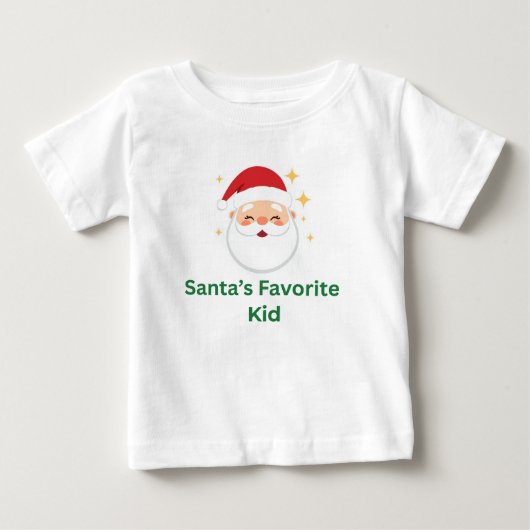 サンタの好きな子 クリスマスの子供向けデザイン ベビーTシャツ (正面)