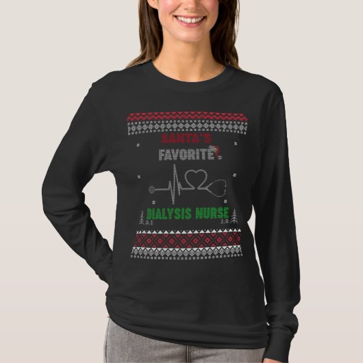 サンタの好きな透析看護師 - ださいセーター クリスマス Tシャツ (正面)