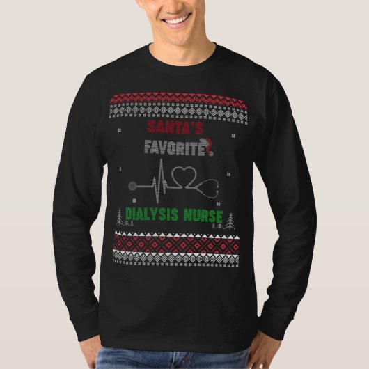 サンタの好きな透析看護師 - ださいセーター クリスマス Tシャツ (正面)