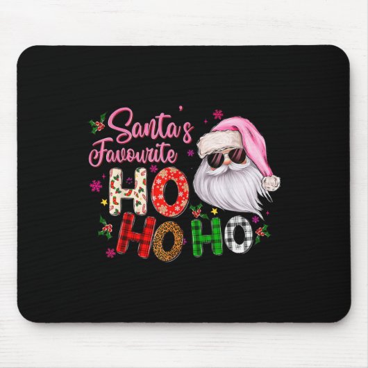 サンタの好きなHo Ho Ho サンタクロース ピンククリスマス マウスパッド (正面)