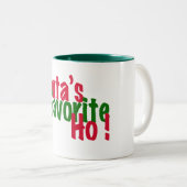 サンタの好みのhoおもしろいなクリスマスのマグのデザイン ツートーンマグカップ (正面右)