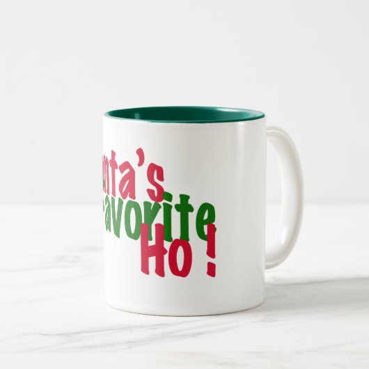 サンタの好みのhoおもしろいなクリスマスのマグのデザイン ツートーンマグカップ (正面右)