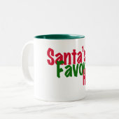 サンタの好みのhoおもしろいなクリスマスのマグのデザイン ツートーンマグカップ (正面左)