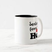 サンタの好みのHoおもしろいなコーヒー・マグのクリスマス ツートーンマグカップ (正面右)