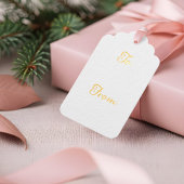 サンタの妖精のピンクのクリスマスおもちゃ工房の窓 ギフトタグ