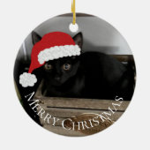 サンタの子ネコのクリスマスのオーナメント セラミックオーナメント (裏面)