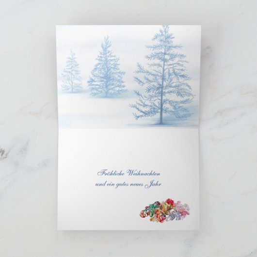 サンタの子ネコ、木は、ドイツのクリスマスを示します シーズンカード (内部)