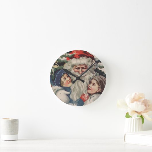 サンタの子供のヴィンテージのクリスマスの柱時計 ラウンド壁時計 (ホーム)