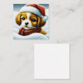サンタの子犬のミニクリスマス ノートカード (正面/裏面)