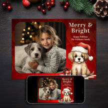 サンタの子犬メリーと明るい写真犬のクリスマス