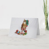 サンタの子猫小妖精や小人クリスマスカード カード (正面)