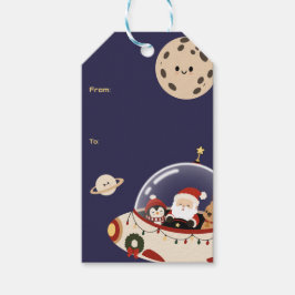 サンタの宇宙船クリスマス ギフトタグ