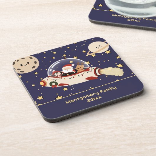 サンタの宇宙船 クリスマス カスタムデザイン コースター (左側)