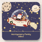 サンタの宇宙船 クリスマス カスタムデザイン コースター (正面)