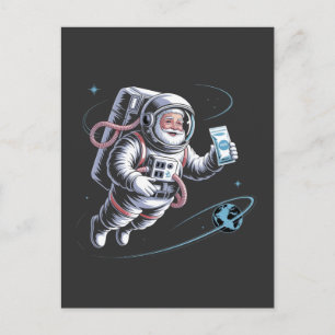 サンタの宇宙飛行士 スペーススーツ クリスマスのお祝い シーズンポストカード